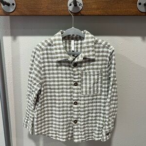 Rylee + Cru toddler boys checkered button up shirt light green size 4-5